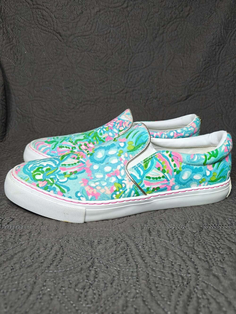 LILLY PULITZER Julie Slip-On Canvas SlipOn Flat Sneaker Colorful Floral Women 9M